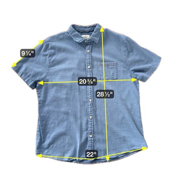 Marine Layer Mens Selvedge Button Up Short Sleeve M/L Shirt Casual Staple - Picture 5 of 7